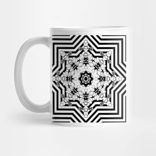 Black White Geometrical Floral Mandala Mug